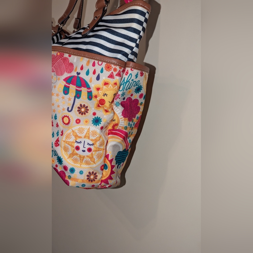 Lily Bloom Purse Tote Bag Satchel One Size Hello Sunshine Colorful Zip 17 x 12 - Picture 6 of 9